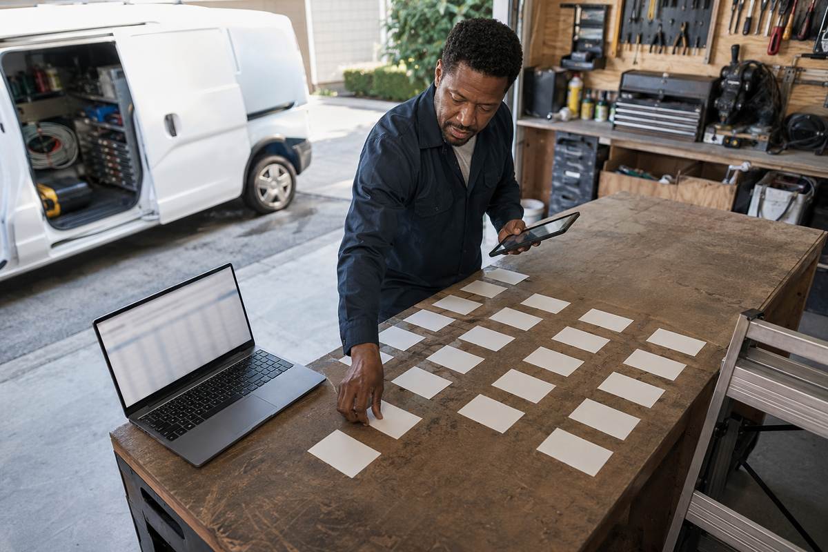 A business owner maps thirteen weeks of expected receipts and payments