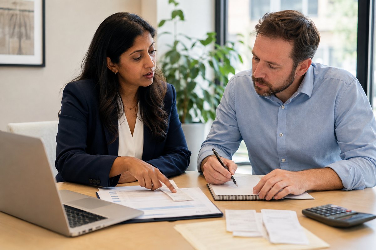 Adviser reviewing an accountable plan and expense records
