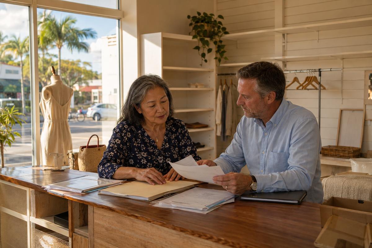 Business owner organizing final returns and closure records