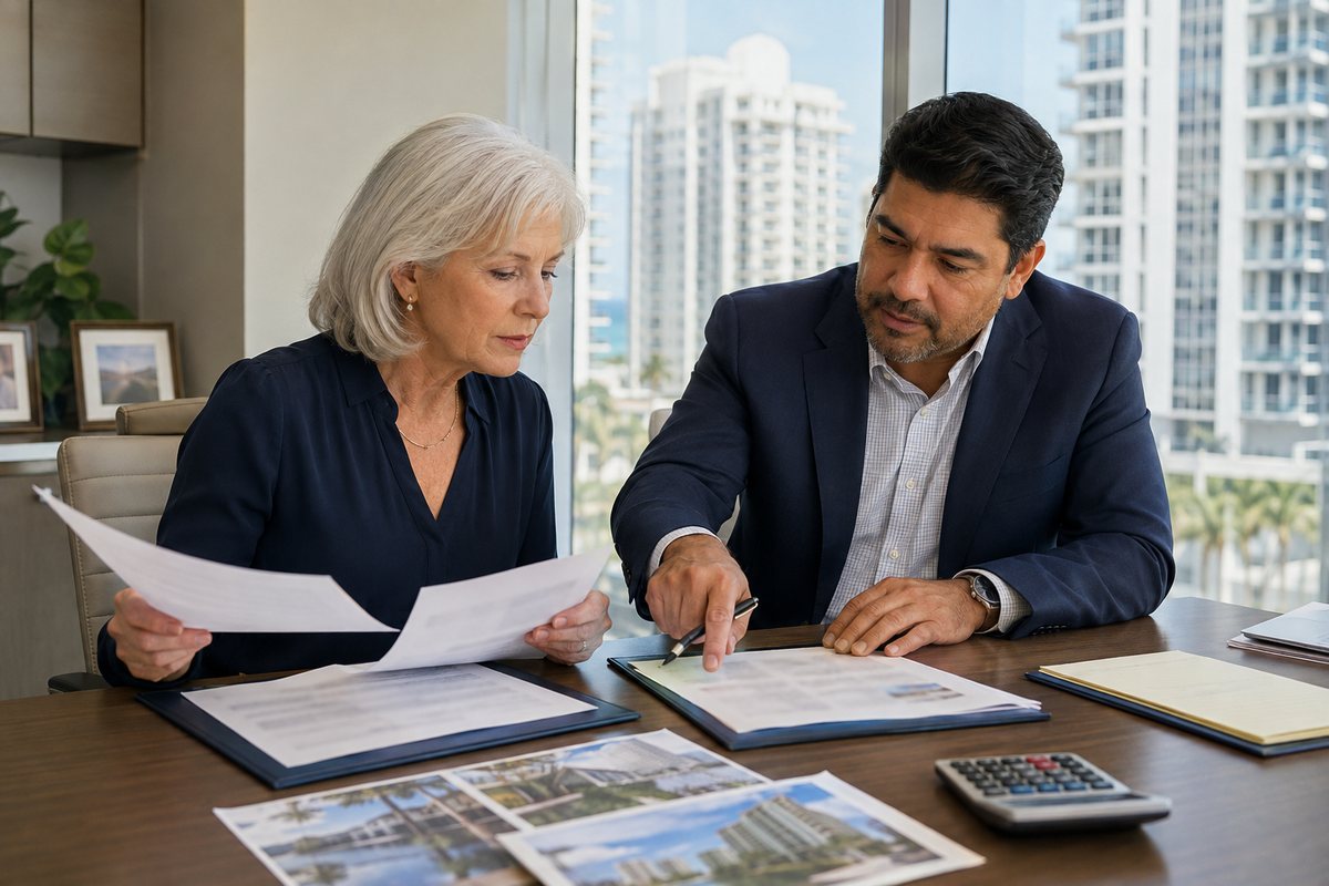 Adviser reviewing 1031 exchange records and closing statements