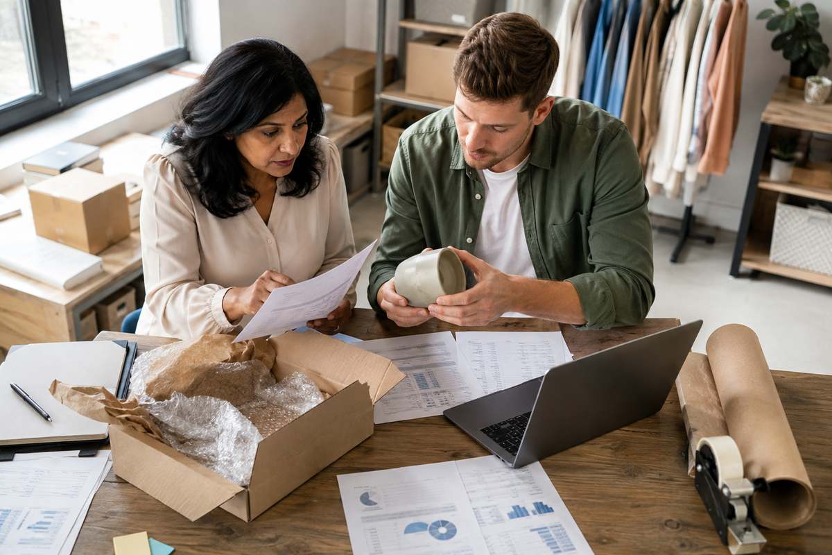 Reviewing returned merchandise alongside refund and payout records