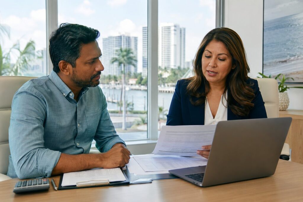 A tax advisor reviews foreign account records for FBAR filing