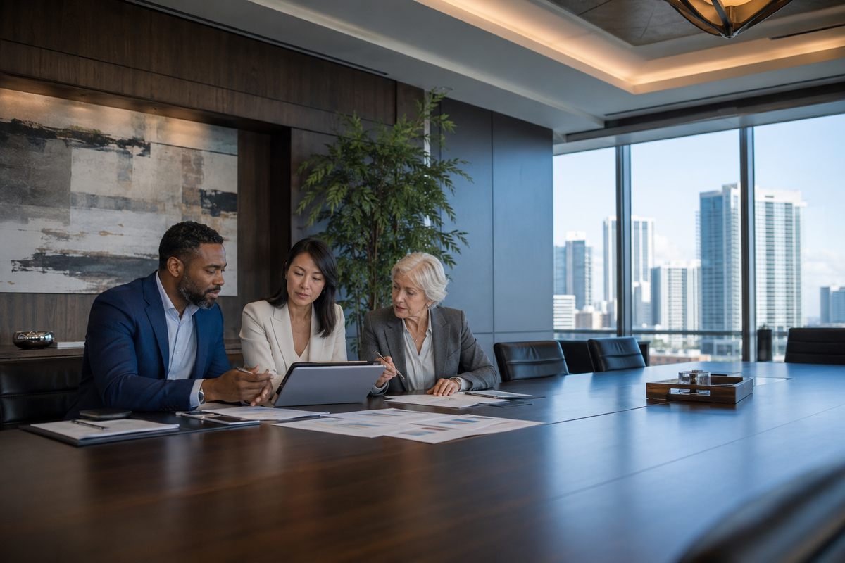 Business owner and CPA comparing tax and cash-flow projections