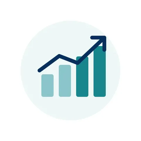 Illustration of a bar chart with a rising trend line