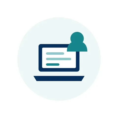 Illustration of a laptop used by a single self-employed worker