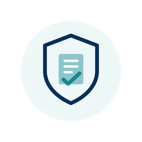 Illustration of a shield protecting a tax document marked with a check