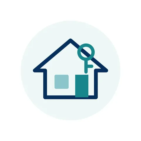 Illustration of a house with a key