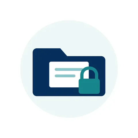 Illustration of a document folder secured with a padlock